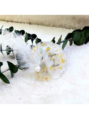 Hayaller Dükkanı 30 Adet Epoksi Nikah Magnet Tüy Süslemeli