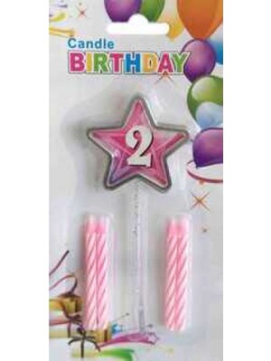 Hayaller Dükkanı Mum 2 Yaş Yıldızlı Pembe Pk:1-1