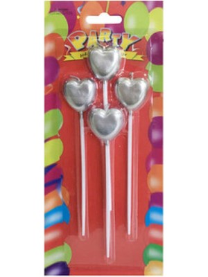 Hayaller Dükkanı Mum Kalpli ve Çubuklu Gümüş Pk:4