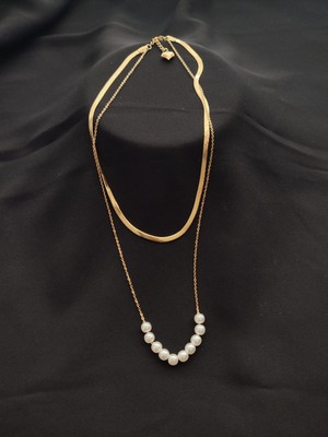 Stainless Steel İncili Çelik İtalyan Yassı Kolye