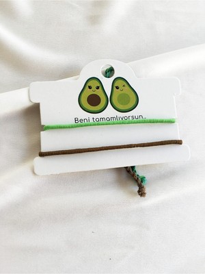 Atölye Merdiven Beni Tamamlıyorsun 2'li Avokado Ip Çift Bileklik Seti Bff, Sevgili Bilekliği