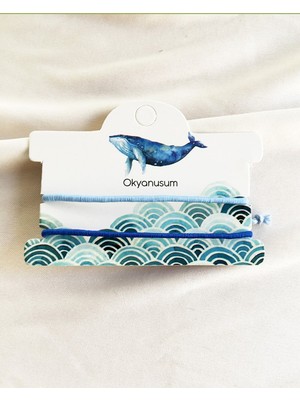 Atölye Merdiven Okyanusum Balina 2'li Mavi Ip Çift Bileklik Seti Bff, Sevgili Bilekliği