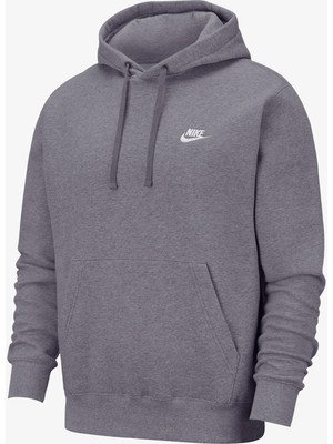 Nike Sportswear Club Fleece Kapüşonlu Erkek Gri Sweatshirt BV2654 - 071