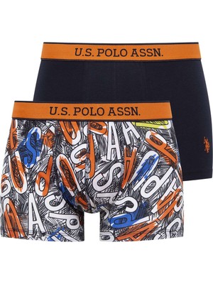 U.S. Polo Assn. Erkek Baskılı-Lacivert 2'li Boxer 80478