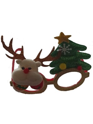 Pandoli Peluş Noel Ağaçlı Geyik Şekilli Yılbaşı Gözlüğü Noel Gözlük