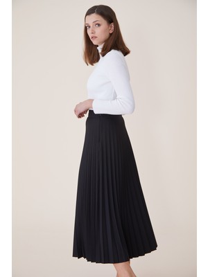 Soralline Kadın Büyük Beden Plisoley Etek 781 Siyah