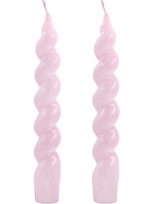 The Mia Candy Pembe Şamdan Mum 2li Set 17 cm