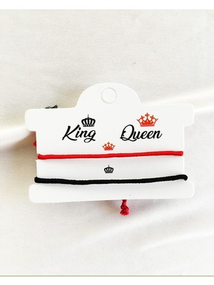 Atölye Merdiven King Queen 2'li Kral Kraliçe Ip Çift Bileklik Seti Bff, Sevgili Bilekliği Hediyelik Bileklik