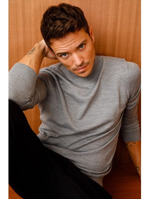 Desen Triko Erkek Basic Yarım Balıkçı Ince Triko Kazak 02421604 Füme