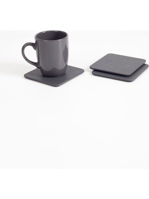 Turgut Office Deri Bardak Altlığı Antrasit 3 Adet