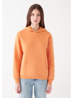 Mavi Kapüşonlu Turuncu Basic Sweatshirt 167299-71417