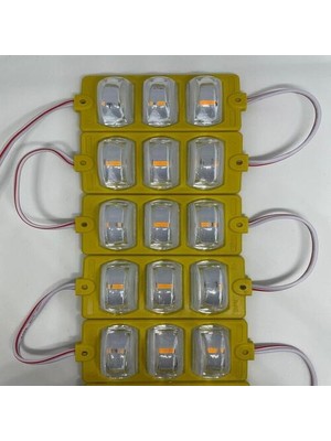 Hazar Led 12 Volt Dar Açılı 3'lü Modül Led Amber (Sarı) (5 Adet)