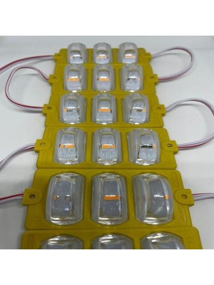 Hazar Led 12 Volt Dar Açılı 3'lü Modül Led Amber (Sarı) (5 Adet)