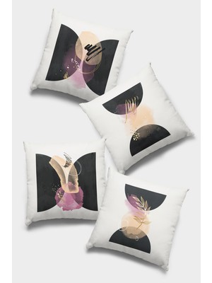 RugViva Çift Taraflı 4'lü Kırlent Kılıfı 43 x 43 cm Gizli Fermuar Tay Tüyü Premium Dokuma Kumaş 4KR034