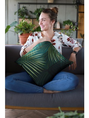 RugViva Tay Tüyü Dokuma Premium Kumaş Çift Taraflı Kırlent Yapraklı Yastık Kılıfı 43 x 43 cm KRL438