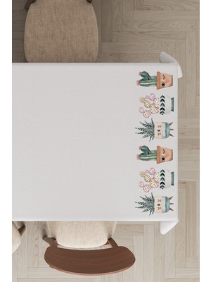 RugViva Leke Tutmayan Dokuma Elit Yıkanır Kumaş Kaktüs Desenli Leke Tutmayan Masa Örtüsü MSO034