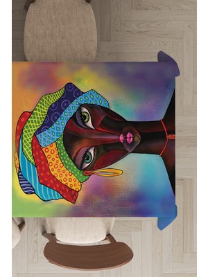 RugViva Yıkanır Leke Tutmayan Leke Tutmayan Dokuma Elit Kumaş Afrikalı Kadın Masa Örtüsü MSO065