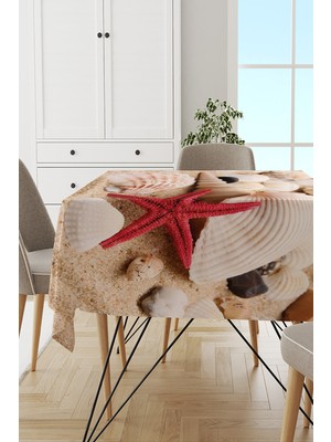 RugViva Leke Tutmayan Dokuma Elit Yıkanır Leke Tutmayan Kumaş Deniz Kabukları Masa Örtüsü MSO450