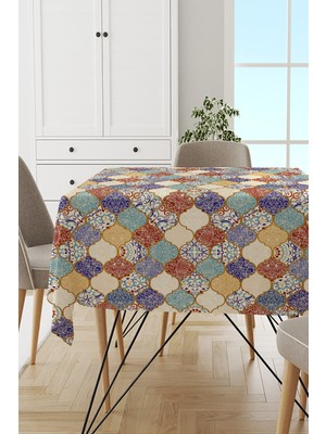 RugViva Leke Tutmayan Dokuma Elit Yıkanır Kumaş Çini Desenli Leke Tutmayan Masa Örtüsü MSO200