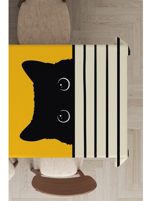 RugViva Leke Tutmayan Dokuma Elit Yıkanır Leke Tutmayan Kumaş Kedili Masa Örtüsü MSO064