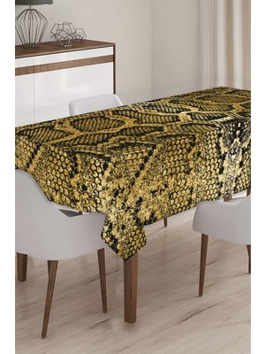 RugViva Leke Tutmayan Dokuma Elit Yıkanır Leke Tutmayan Kumaş Timsah Crocodil Desenli Masa Örtüsü MSO067