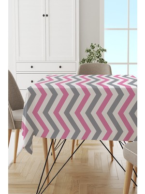 RugViva Leke Tutmayan Dokuma Elit Yıkanır Kumaş Zigzag Desenli Leke Tutmayan Masa Örtüsü MSO304