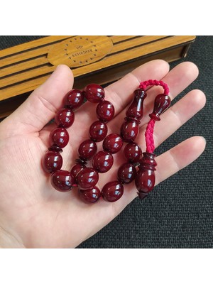 Vip Kehribar Koleksiyonluk 13X14 mm Bilekboy Vişne Katalin Tesbih Ebu Sırr Usta Işçilikli Efe Maskot Kanayan Baga