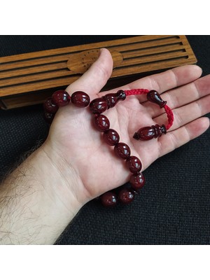 Vip Kehribar Koleksiyonluk 13X14 mm Bilekboy Vişne Katalin Tesbih Ebu Sırr Usta Işçilikli Efe Maskot Kanayan Baga
