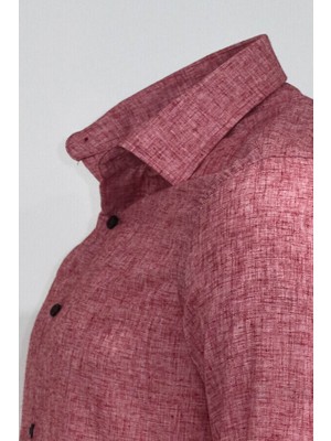 Slim Fit Bordo Desenli Gömlek