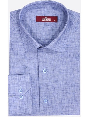 Wessi Slim Fit Lacivert Desenli Gömlek