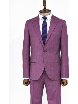 Mor Desenli Iki Parça Takım Elbise