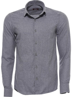 Wessi Gri Desensiz Slimfit Oduncu Gömlek