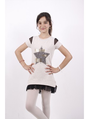 Toontoy Kids Toontoy Kız Çocuk Kol Üstü Fileli Eteği Fileli Elbise