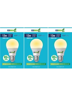 Aklight 13W Günışığı E-27 LED Ampul 1200 Lm 3 Lü Paket