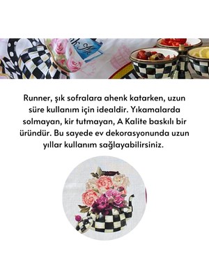 Lilies Atelier Mackenzie Model Damalı Şakayık Gül Desen Üçgen Kesim Püsküllü 45X150 Runner I Dekor I Luxury Dekor