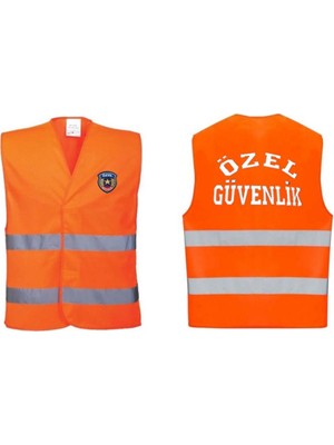 Lider Ticaret Asker Vadisi Özel Güvenlik Yazılı Ikaz Yeleği Reflektörlü Turuncu Renk