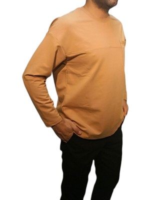 Bay Aygün 2127 Oversize Duz Cepli Sweatshırt_ Camel