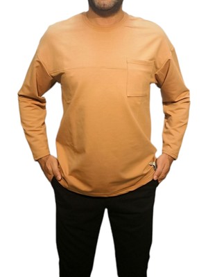 Bay Aygün 2127 Oversize Duz Cepli Sweatshırt_ Camel