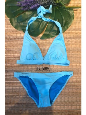 No Gossip Uzun Üçgen Bikini Takım 227282 Mavi