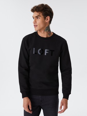 Loft Erkek Regular Fit Siyah Sweatshirt Uzun Kol Oversize Kesim ile Şık Tasarım