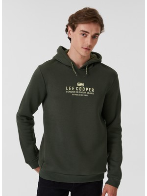 Lee Cooper Faust Erkek Kapüşonlu Sweatshirt Haki
