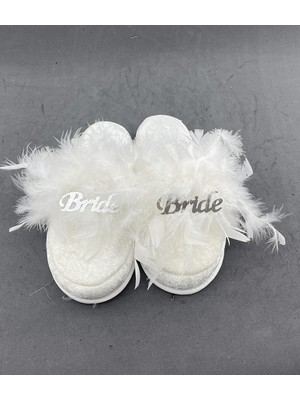 Newin Style Bride Terlik ve Taç Seti Tüylü Model