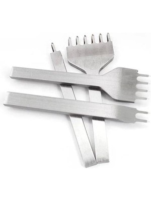 Dopar Çapraz Delgi Çatal Zımba 4 mm Gri Renk Kaliteli Çelik Metal Deri El Aletleri Seti