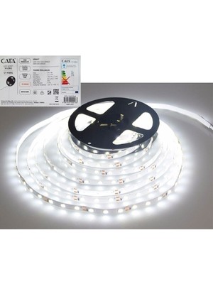 Cata 10 Çipli Beyaz Işık LED Şerit 5 mt 12 V İç Mekan Kullanımı İçin Esnek Tasarım