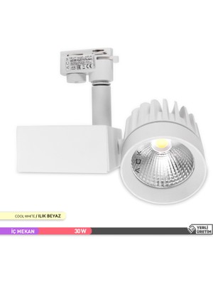 Ack 30W Cob LED Monofaze Ray Armatürü Beyaz Kasa 4000K Ilık Beyaz