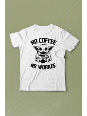 Kendim Seçtim Baby Yoda No Starbucks Coffee No Workee Star Wars Mandalorian Kahve Baskılı Çocuk T-Shirt