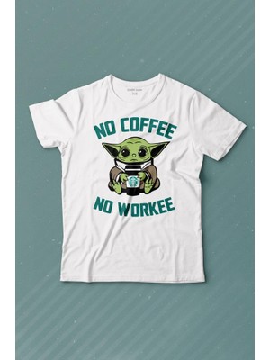 Kendim Seçtim Baby Yoda No Starbucks Coffee No Workee Star Wars Mandalorian Kahve Baskılı Çocuk T-Shirt