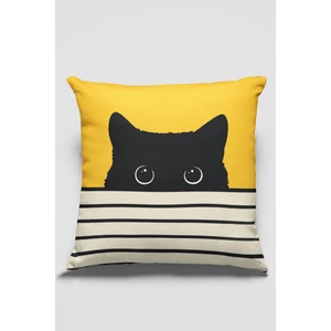 Premium Tay Tüyü Dokuma Kedili Kumaş Çift Taraflı Kırlent Yastık Kılıfı 43X43 Cm KRL064
