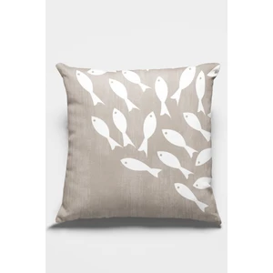 Balıklı Premium Kumaş Tay Tüyü Dokuma Dekoratif Çift Taraflı Kırlent Yastık Kılıfı 43X43 Cm KRL424