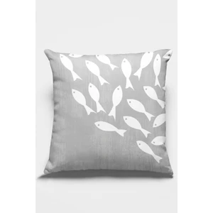 Dekoratif Çift Taraflı Balıklı Kırlent Yastık Kılıfı Tay Tüyü Dokuma Premium Kumaş 43X43 Cm KRL425